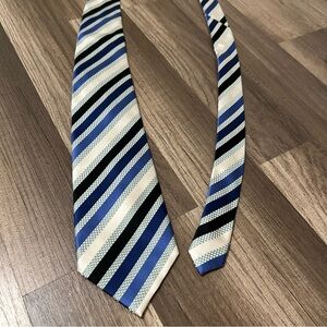 Gelo Cassini Men’s Necktie 100% Silk Striped‎ Blue White Geometric Formal Party